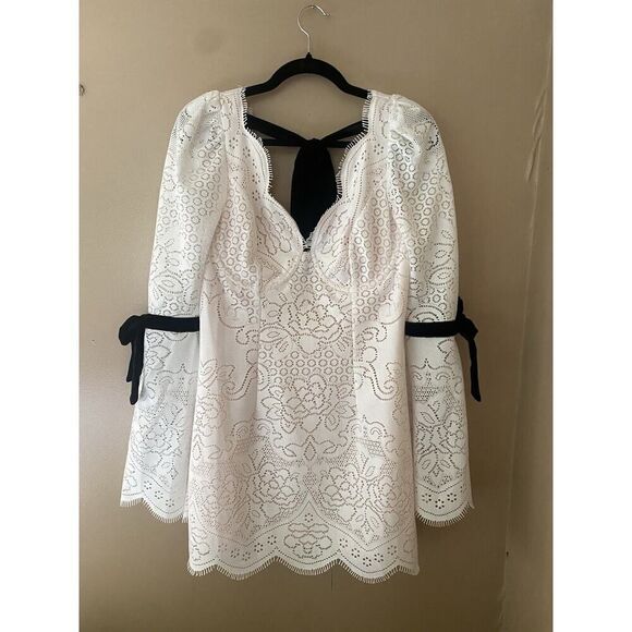 For Love & Lemons Araceli Vintage White Lace Doily Romantic Mini Dress Sz L NWT - Picture 13 of 13